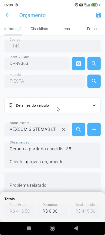 VEXCOM app: quote